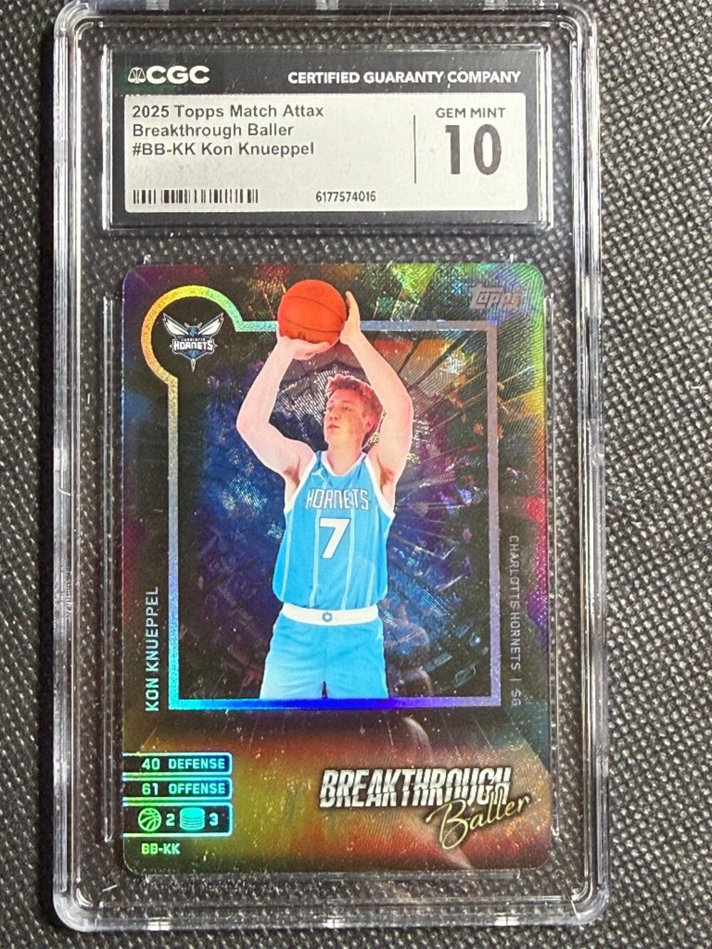 Kon Knueppel 2025 Topps Match Attax BREAKTHROUGH BALLER Rookie RC CGC 10 GEM MNT